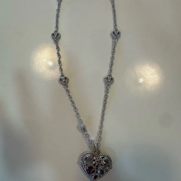 Judith Ripka heart moonstone with Judith Ripka chain - Picture 2 of 5